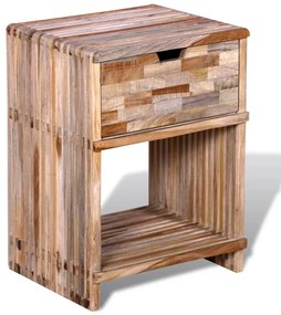 Nočný stolík so zásuvkou, recyklované tíkové drevo