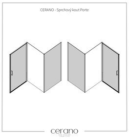 CERANO - Sprchovací kút Porte Ľ/P - 8 mm - čierna matná, grafitové sklo - 90x80 cm - krídlový, CER-CER-8050BD7494