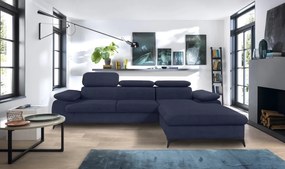 Rohová sedacia súprava Scala, tmavo modrá látka, pravý roh