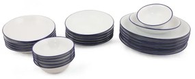 Jedálenská súprava 24 ks biela/modrá/porcelán