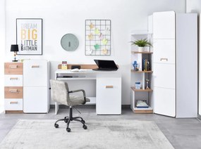 Kancelárska zostava TRACEY biela + prírodný dub