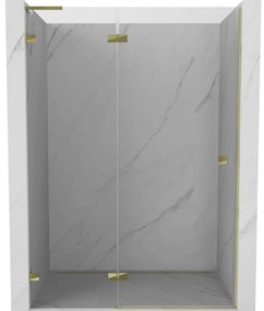 Mexen, Mexen Lunar L Otočné ľavé sprchové dvere 140 cm, transparentné, zlaté - 834L-140-000-50-00-L