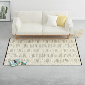 Ručne tkaný koberec, vlna 160x230 cm, biely/čierny