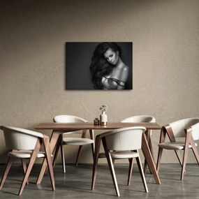Obraz - Čiernobiely portrét zvodnej ženy (70x50 cm)