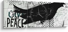 Obraz - Street art - bird (s hodinami) (90x30 cm)