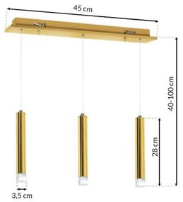Závesné svietidlo Goldie, 3x zlaté kovové tienidlo, g