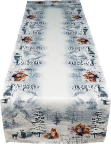 Obrus líšky v zimnom lese 40 × 140 cm