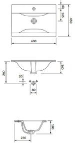 Cersanit S801-457 - Závesná kúpeľňová skrinka s umývadlom NIKO 60x45 cm, dekor orech
