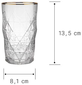 UPSCALE Pohár na long drink so zlatým okrajom 460 ml - číra/zlatá