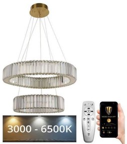 NEDES LED Stmievateľný luster na lanku LED/65W/230V 3000-6500K chróm/zlatá + DO ND3546