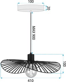 Toolight Toolight, závesné svietidlo 41cm, 1xE27, APP1840-1CP, čierna, OSW-07061