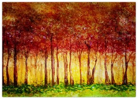 Sklenený obraz - Maľba listnatého lesa (70x50 cm)