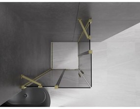 Mexen Velar Duo, sprchový kút s posuvnými dverami 80 x 80 cm, 8mm šedé sklo, zlatá matná, 871-080-080-42-55