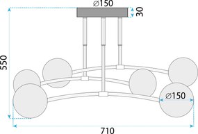 Toolight Toolight, stropné svietidlo 6xE27 APP1577-5C, zlatá lesklá, OSW-03605