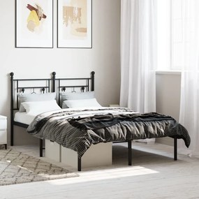 Kovový rám postele s čelom čierny 120x190 cm 374336