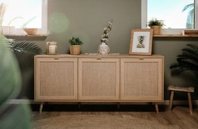 Široká skrinka 3-dverová Bali, dub sonoma/výplet