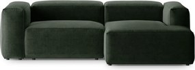 Zelená rohová pohovka (pravý roh/s leňoškou) Bergamo – Cosmopolitan Design