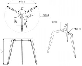 Stolová podnož VIBE, 840 x 725 mm, biela