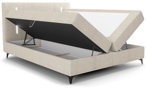Manželská posteľ 200 cm Ortega Comfort (béžová) (s roštom a matracom, s úl. priestorom) (s LED osvetlením). Vlastná spoľahlivá doprava až k Vám domov. 1082746