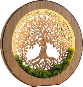 Stolová lampa Strom života s machom | ZIVENA: HDF - Orech 20 cm 4785-115180 LED0610-20-WALNUT