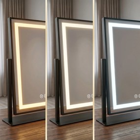 Rea Lumi, kozmetické LED zrkadlo 30x40cm na postavenie, čierny rám, HOM-01805