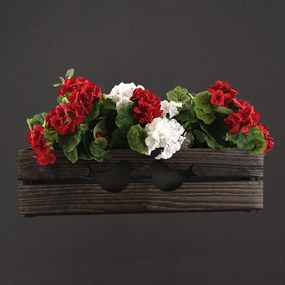 AMADEA Drevený obal na kvetináč tmavý s vtáčikmi, 62x21,5x17cm, český výrobok