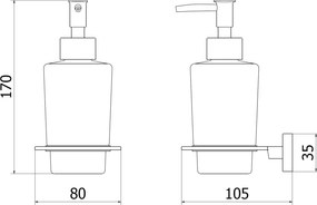 Mexen Arno, nástenný dávkovač mydla, čierny chróm, 70207388-73