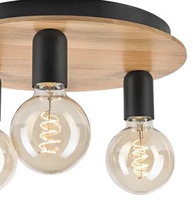 Stropné svietidlo DUSTY 3xE27/15W/230V pr. 34 cm dub/čierna