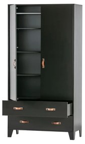 Čierna šatníková skriňa z borovicového dreva WOOOD Dian