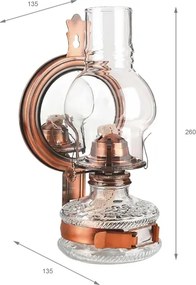 Brilagi - Petrolejová lampa so zrkadlom MERLIN medená/patina