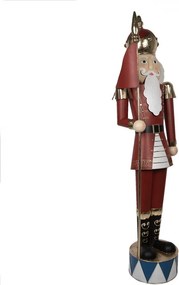 Červená kovová dekorácia socha Luskáčik Merry Christmas - 67*41*203 cm