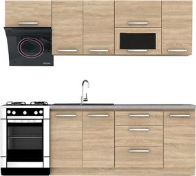 Kuchynská linka 2,4 m, dub sonoma, NOVA PLUS