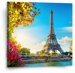 Sablio Obraz Paríž Eiffelova veža Flowers - 50x50 cm
