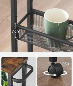 Pojazdný kuchynský vozík Vasagle Compi 77 cm čierny/hnedý