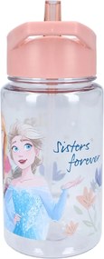 Dievčenská plastová fľaša na pitie Ľadové kráľovstvo - Frozen - s integrovanou slamkou