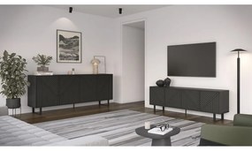 Čierny TV stolík 161x55x35 cm Peta – Marckeric