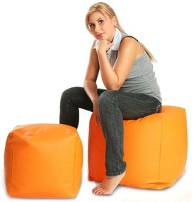 EF1035 Ecopuf Taburetka - CUBE - S ekokoža E4 - Oranžová