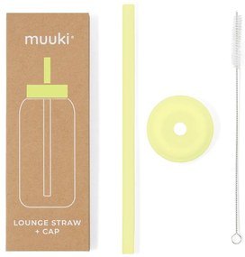 Silikónová slamka s čistiacou kefkou/s viečkom Sunny Lemonade – Muuki