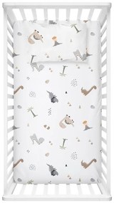Biela detská plachta do postieľky z bavlny Renforcé 100x150 cm Dinozor – Mijolnir