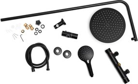 Erga Bergen, sprchový set s termostatickou batériou a dažďovou sprchou 30 cm, čierna matná, ERG-YKA-BP.BERGEN THERM 30 BLK