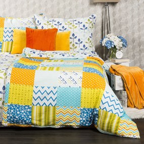4Home Krepové obliečky Patchwork blue, 140 x 200 cm, 70 x 90 cm, 140 x 200 cm, 70 x 90 cm