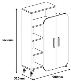 Dizajnový regál Quasim 132 cm orech biely