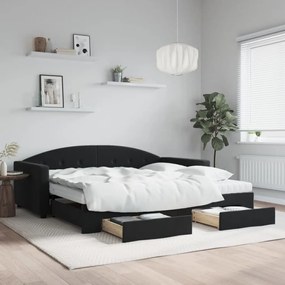 Rozkladacia denná posteľ so zásuvkami čierna 100x200 cm zamat 3197384
