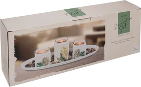 GiftyCity Drevená dekoratívna súprava svietnikov, Listy