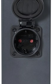 Vonkajšia lampa tmavosivá s dymovým sklom 80 cm IP44 so zásuvkou a snímačom pohybu - Malios