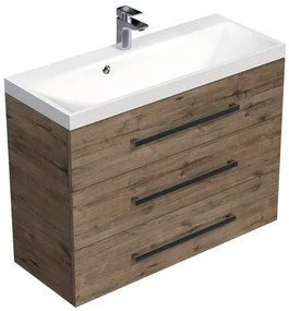 Kúpeľňová skrinka s umývadlom SAT Cube Way 100x76,5x40 cm dub wellington CUBE21003DW, 1 ks