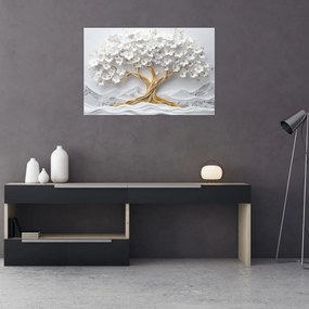Obraz – 3D elegantný strom života plný kvetov (90x60 cm)