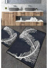 Antracitové kúpeľňové predložky v súprave 2 ks 60x100 cm Alisan – Foutastic