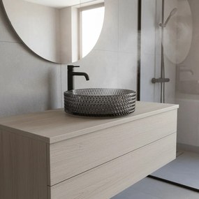 BPS-koupelny Sklenené umývadlo na dosku HYD-BRT1-BL-360 36x12 cm, čierny lesk