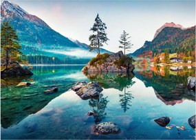 Obraz - Jazero Hintersee, Bavorské Alpy, Rakúsko (70x50 cm)